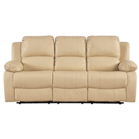 Beige leather sofa on a white background