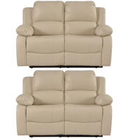 Beige recliner sofa set on a white background