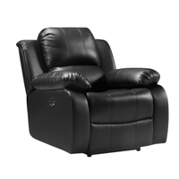 Black leather recliner chair on a white background