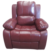 Maroon leather recliner chair on a white background