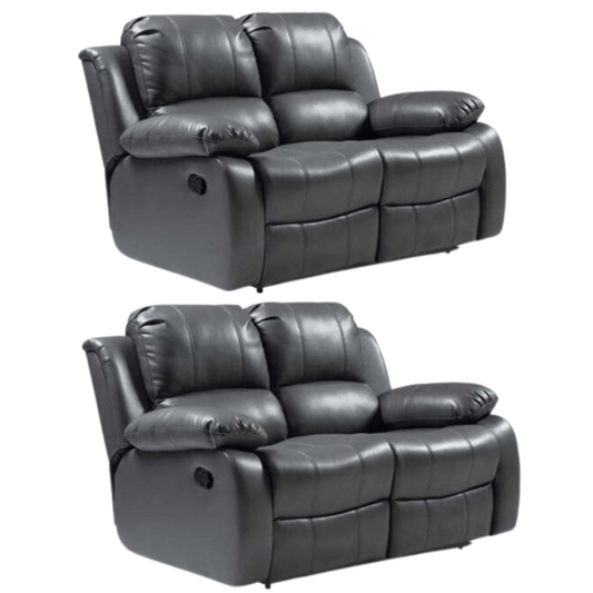 Valencia Grey Leather Manual Recliner 2+2 Seater Sofa Set - Furniture Instore