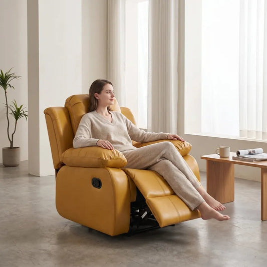 Valencia Leather Mustard Recliner Armchair - view 2 - Furniture Instore