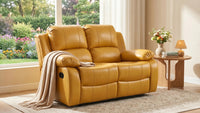 Valencia Mustard Leather Manual Recliner 2 Seater Recliner Sofa - view 8 - Furniture Instore