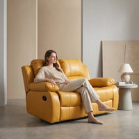 Valencia Mustard Leather Manual Recliner 2 Seater Recliner Sofa - view 2 - Furniture Instore
