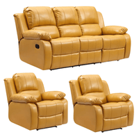 Valencia Mustard Leather Manual Recliner 3+1+1 Seater Sofa Set - Furniture Instore