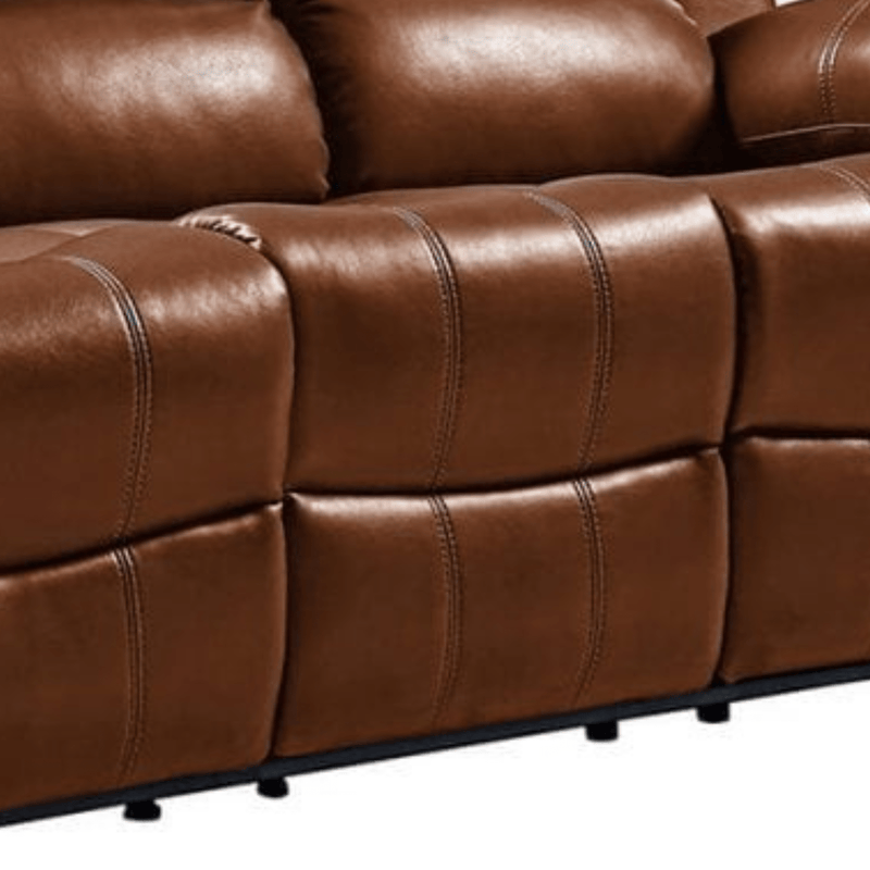 Brown leather sectional sofa on a white background