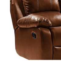 Close-up of a brown leather recliner chair on a white background
