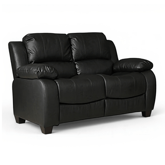 Valerie Black Leather 2 Seater Sofa - Furniture Instore