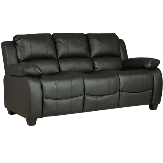 Valerie Black Leather 3 Seater Sofa - Furniture Instore
