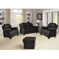Valerie Black Leather Modern 2+1+1 Seater Sofa Set - Furniture Instore