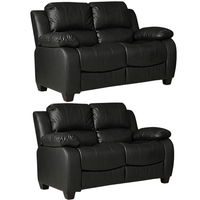 Valerie Black Leather Modern 2+2 Seater Sofa Set - Furniture Instore