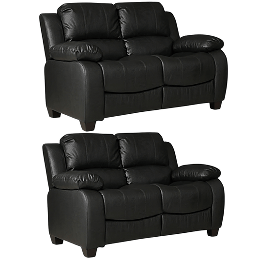 Valerie Black Leather Modern 2+2 Seater Sofa Set - Furniture Instore