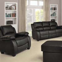 Valerie Black Leather Modern 3+1 Seater Sofa Set - Furniture Instore