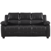 Black leather sofa on a white background