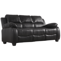Black leather sofa on a white background
