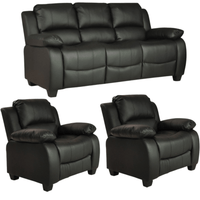 Valerie Black Leather Modern 3+1+1 Seater Sofa Set - Furniture Instore