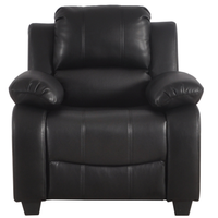 Black leather recliner chair on a white background