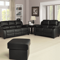 Valerie Black Leather Modern 3+2 Seater Sofa Set - Furniture Instore