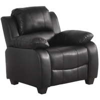 Black leather recliner chair on a white background