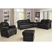 Valerie Black Leather Modern 3+2+1 Seater Sofa Set - Furniture Instore