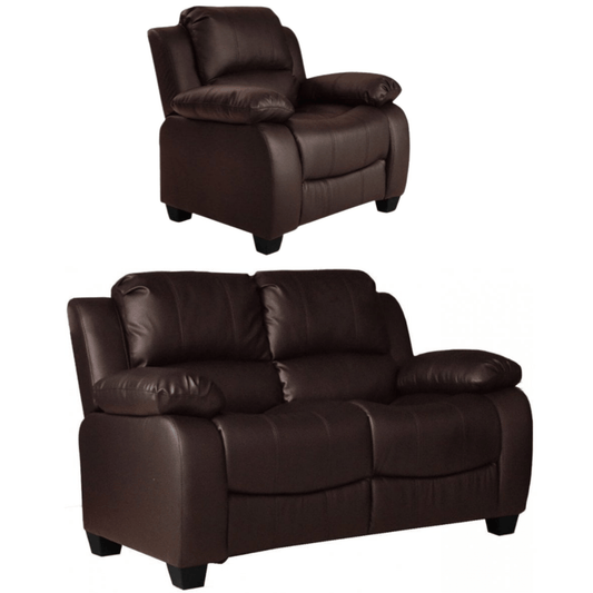 Valerie Brown Leather Modern 2+1 Seater Sofa Set - Furniture Instore