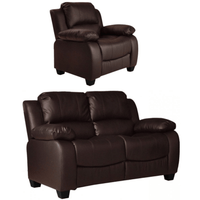 Valerie Brown Leather Modern 2+1 Seater Sofa Set - Furniture Instore