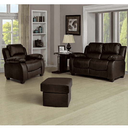 Valerie Brown Leather Modern 2+1 Seater Sofa Set - Furniture Instore