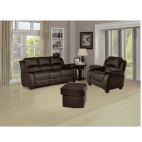 Valerie Brown Leather Modern 3+1 Seater Sofa Set - Furniture Instore