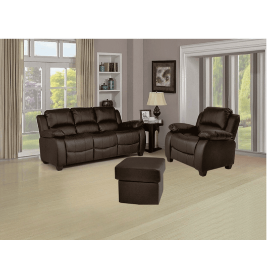 Valerie Brown Leather Modern 3+1 Seater Sofa Set - Furniture Instore