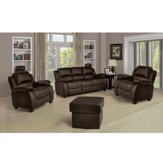 Valerie Brown Leather Modern 3+1+1 Seater Sofa Set - Furniture Instore
