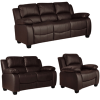 Valerie Brown Leather Modern 3+2+1 Seater Sofa Set - Furniture Instore