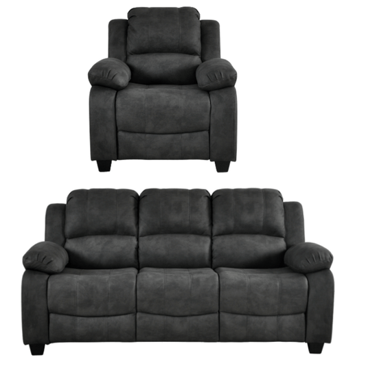 Valerie Charcoal Fabric 3+1 Seater Sofa Set - Furniture Instore