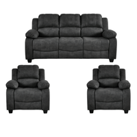 Valerie Charcoal 3 seater sofa and two single chair in living room.
