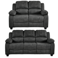 Valerie Charcoal fabric 3 Seater sofa and 2 seater on white back ground