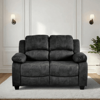 Valerie Charcoal fabric 2 Seater sofa on white back in a room