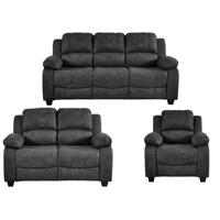 Valerie Charcoal fabric 3 Seater sofa with two chairs on white back ground