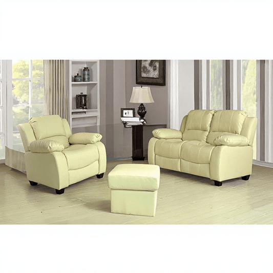 Valerie Cream Leather Modern 2+1 Seater Sofa Set - Furniture Instore