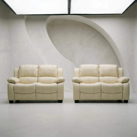 Valerie Cream Leather Modern 2+2 Seater Sofa Set - Furniture Instore