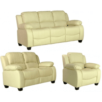 Valerie Cream Leather Modern 3+2+1 Seater Sofa Set - Furniture Instore