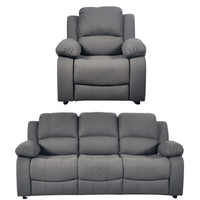 Gray recliner chair and sofa set on a white background