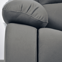 Close-up of gray car seat with headrest