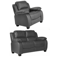 Valerie Grey Leather 2+1 Seater Sofa Set - Furniture Instore