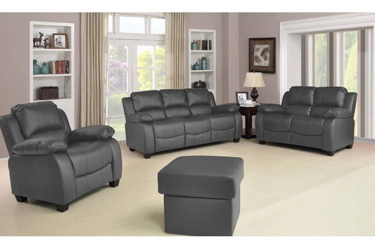 Valerie Grey Leather 3 Seater Sofa - Furniture Instore