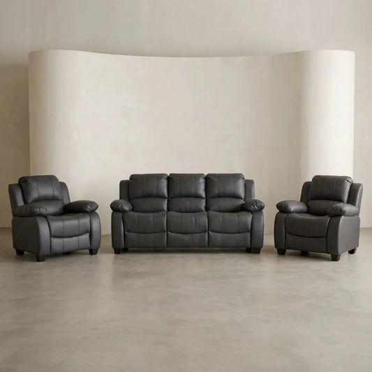 Valerie Grey Leather 3+1+1 Seater Sofa Set - Furniture Instore
