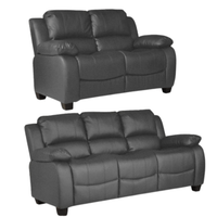 Valerie Grey Leather 3+2 Seater Sofa Set - Furniture Instore