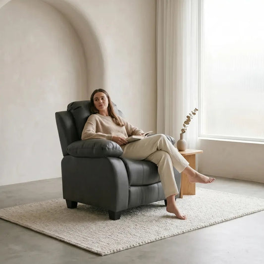 Valerie Grey Leather Armchair - Furniture Instore