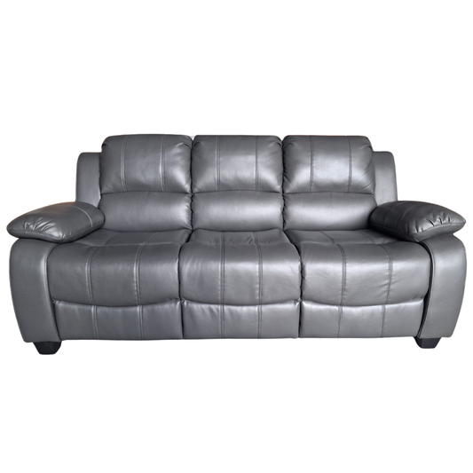 grey leather sofa on a white background