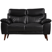 Vantage 2-seater black sofa, front-facing view on white background, showcasing modern design and clean lines.