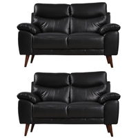 Front-facing Vantage black 2+2 sofa set on a white background with clean lines and modern design