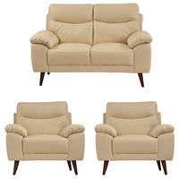 Vantage Cream 2+1+1 sofa set, front view on white background, modern and cozy living room seating
